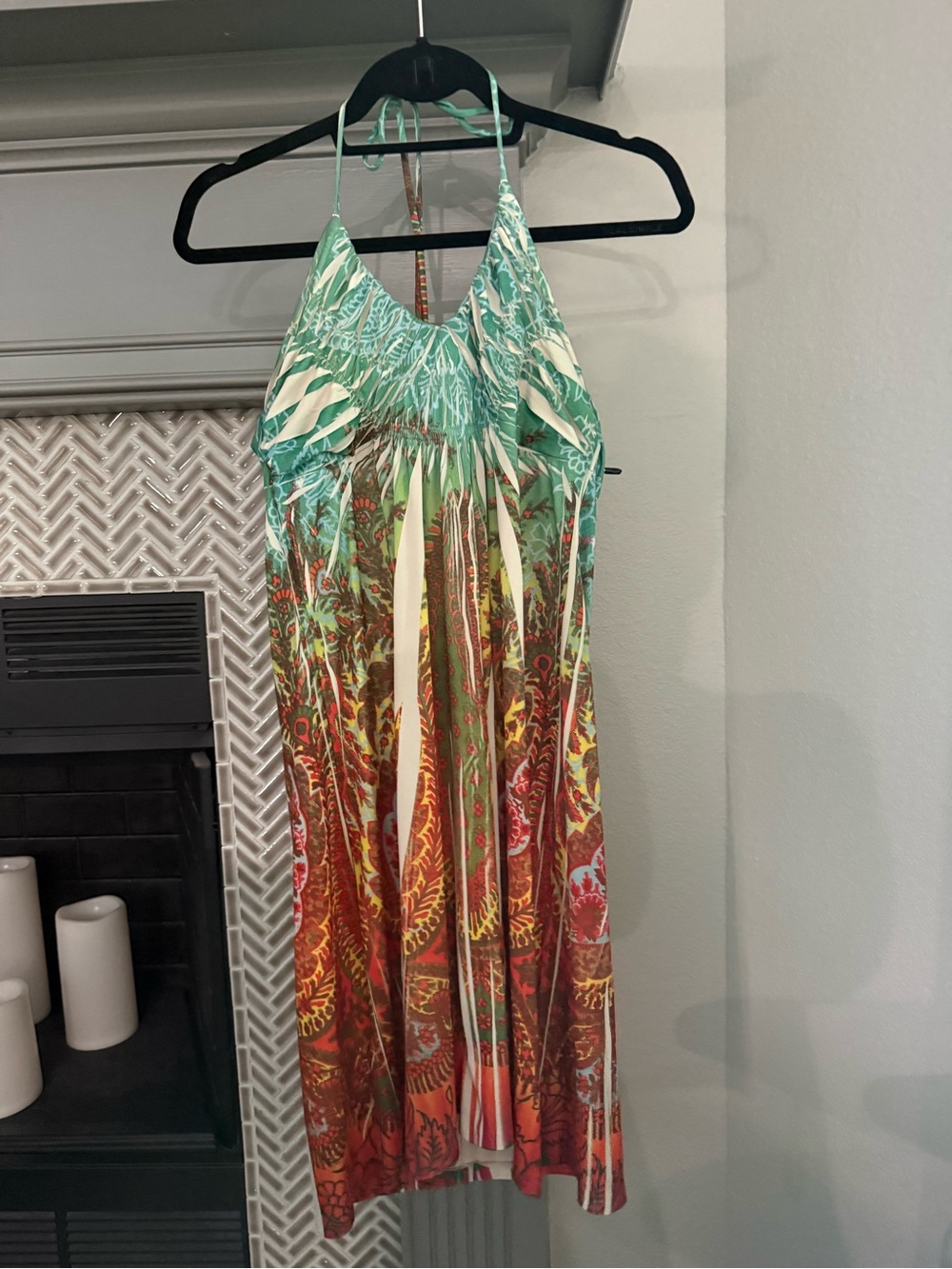 Halter Dress in Aqua and Multi Floral